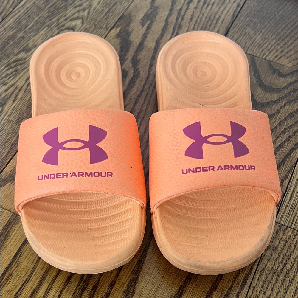 Under Armour Kids Slide Sandals - Peach and Purple